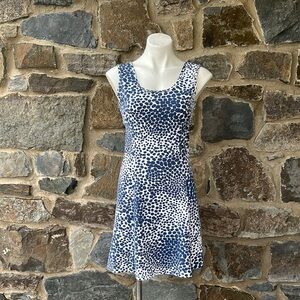 Mahi Gold Navy & White Polka Dot Sleeveless Fit & Flare Dress | Size S